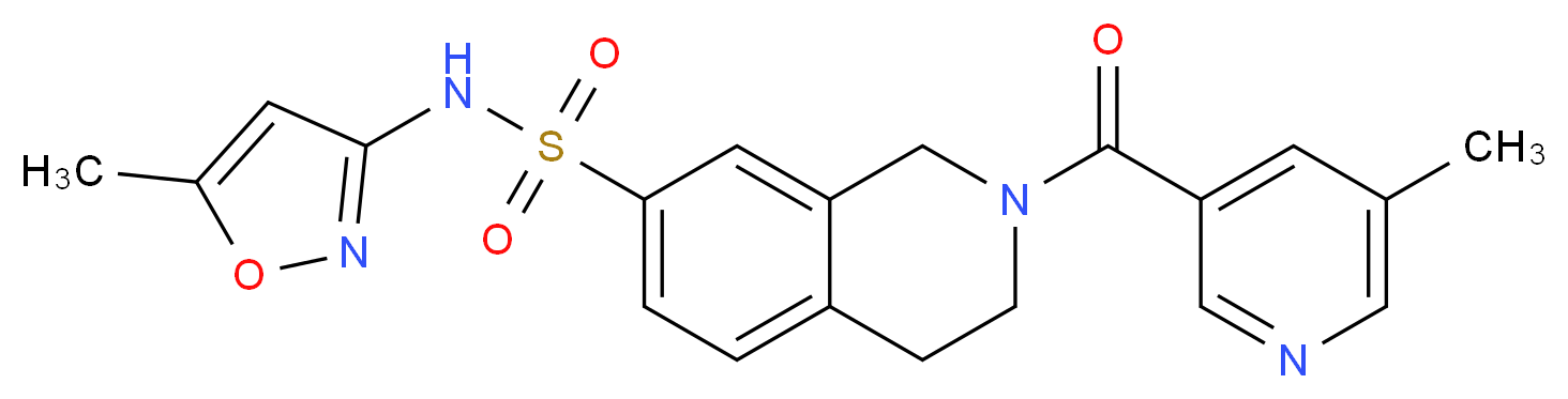 N-(5-methylisoxazol-3-yl)-2-[(5-methylpyridin-3-yl)carbonyl]-1,2,3,4-tetrahydroisoquinoline-7-sulfonamide_分子结构_CAS_)