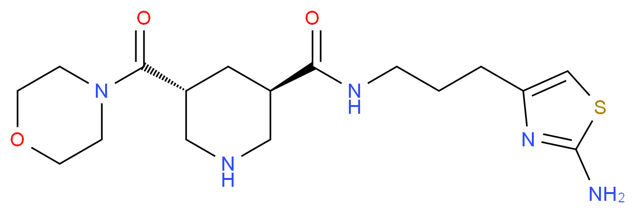 (3R*,5R*)-N-[3-(2-amino-1,3-thiazol-4-yl)propyl]-5-(morpholin-4-ylcarbonyl)piperidine-3-carboxamide_分子结构_CAS_)
