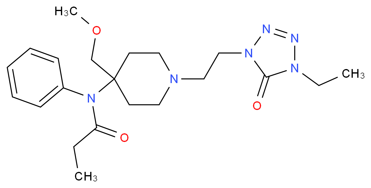 N-{1-[2-(4-ethyl-5-oxo-4,5-dihydro-1H-1,2,3,4-tetrazol-1-yl)ethyl]-4-(methoxymethyl)piperidin-4-yl}-N-phenylpropanamide_分子结构_CAS_71195-58-9