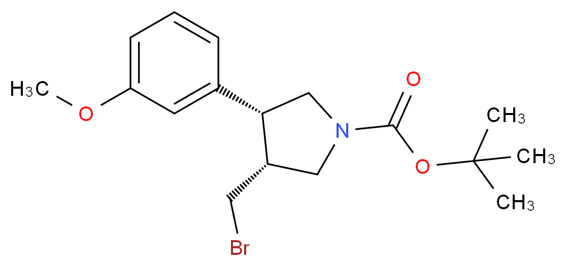 (3S,4R)-tert-butyl 3-(bromomethyl)-4-(3-methoxyphenyl)pyrrolidine-1-carboxylate_分子结构_CAS_)