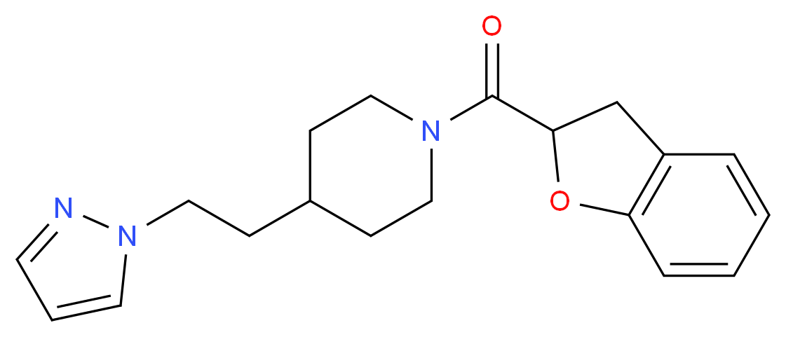1-(2,3-dihydro-1-benzofuran-2-ylcarbonyl)-4-[2-(1H-pyrazol-1-yl)ethyl]piperidine_分子结构_CAS_)