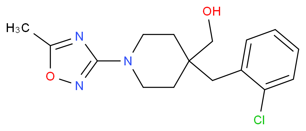 [4-(2-chlorobenzyl)-1-(5-methyl-1,2,4-oxadiazol-3-yl)piperidin-4-yl]methanol_分子结构_CAS_)