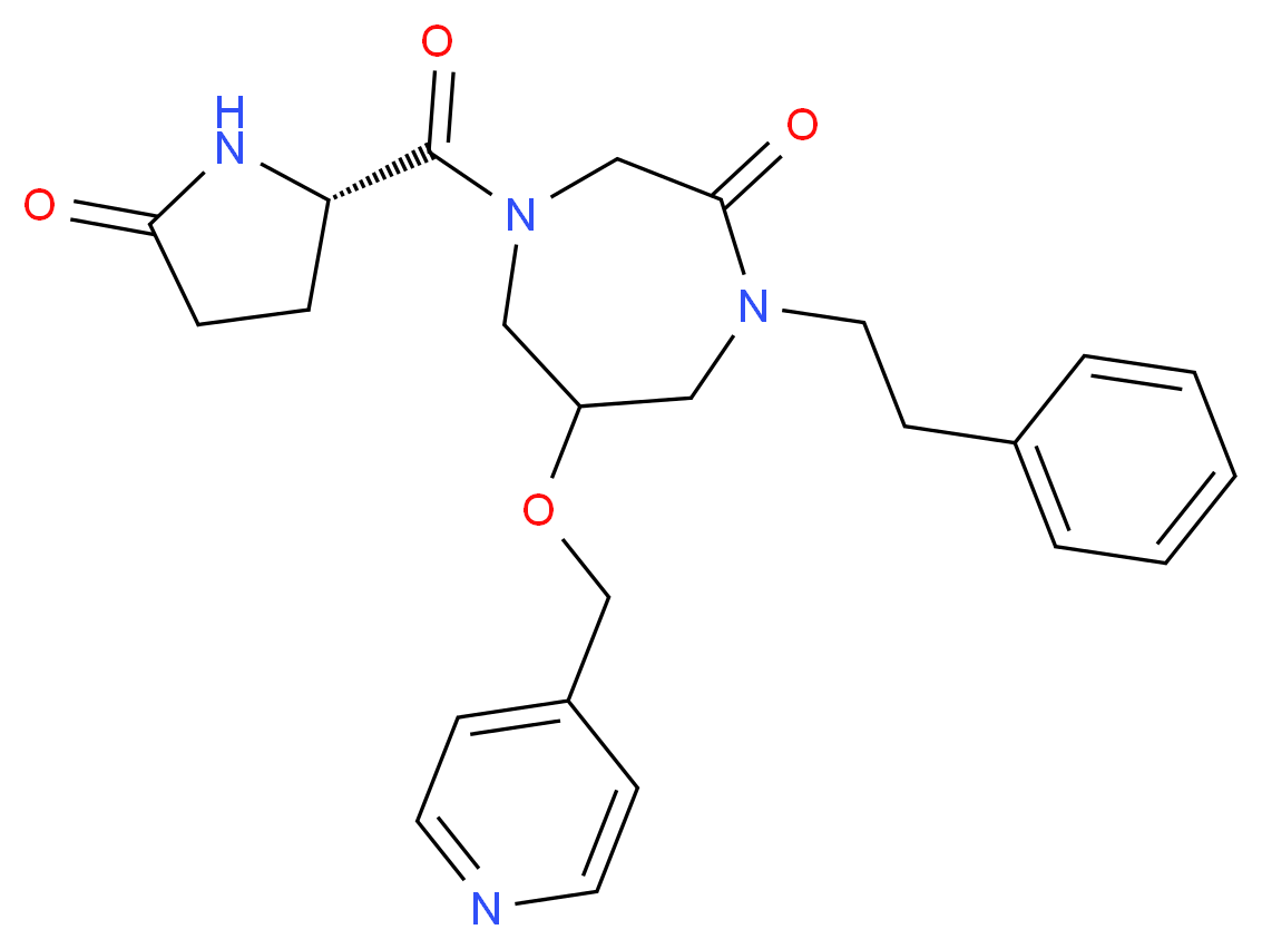 4-{[(2S)-5-oxo-2-pyrrolidinyl]carbonyl}-1-(2-phenylethyl)-6-(4-pyridinylmethoxy)-1,4-diazepan-2-one_分子结构_CAS_)