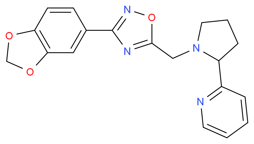 2-(1-{[3-(1,3-benzodioxol-5-yl)-1,2,4-oxadiazol-5-yl]methyl}-2-pyrrolidinyl)pyridine_分子结构_CAS_)
