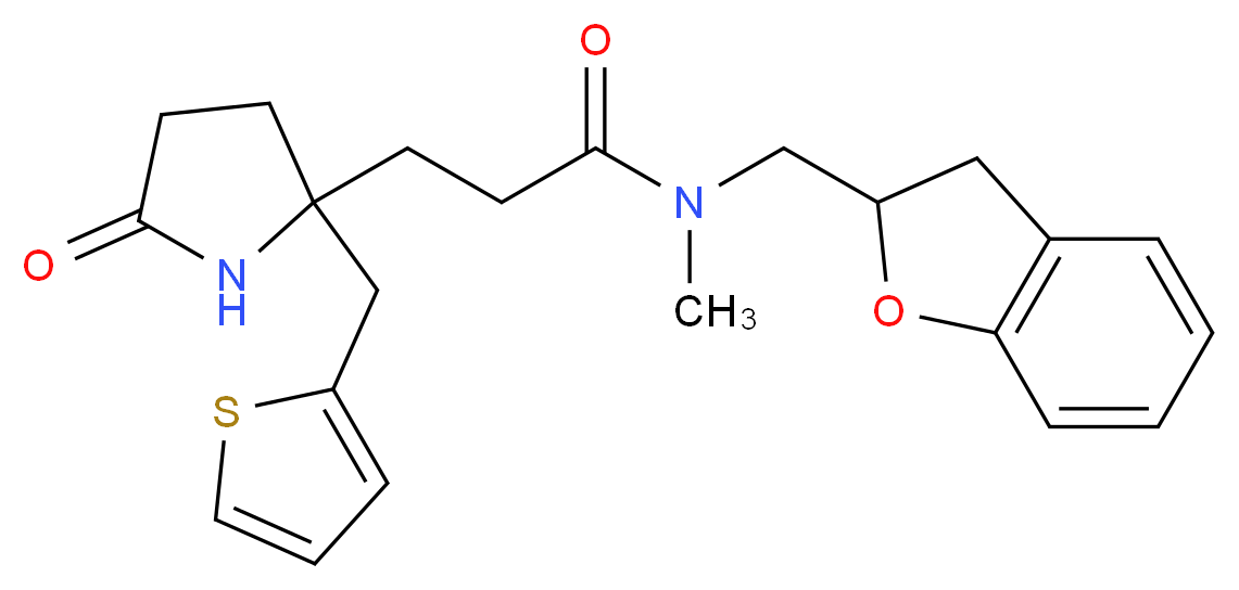 N-(2,3-dihydro-1-benzofuran-2-ylmethyl)-N-methyl-3-[5-oxo-2-(2-thienylmethyl)-2-pyrrolidinyl]propanamide_分子结构_CAS_)