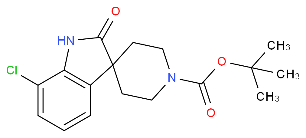 tert-butyl 7-chloro-2-oxo-1,2-dihydrospiro[indole-3,4'-piperidine]-1'-carboxylate_分子结构_CAS_1260763-61-8