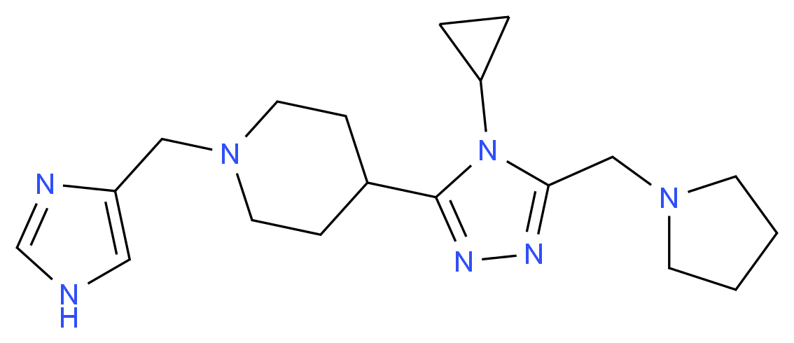 4-[4-cyclopropyl-5-(pyrrolidin-1-ylmethyl)-4H-1,2,4-triazol-3-yl]-1-(1H-imidazol-4-ylmethyl)piperidine_分子结构_CAS_)