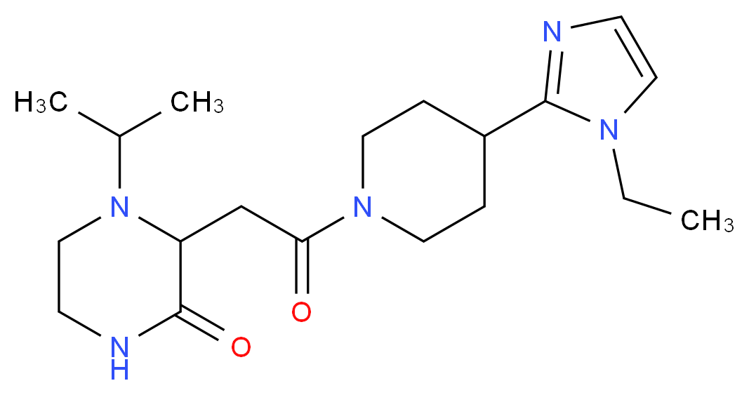 3-{2-[4-(1-ethyl-1H-imidazol-2-yl)-1-piperidinyl]-2-oxoethyl}-4-isopropyl-2-piperazinone_分子结构_CAS_)