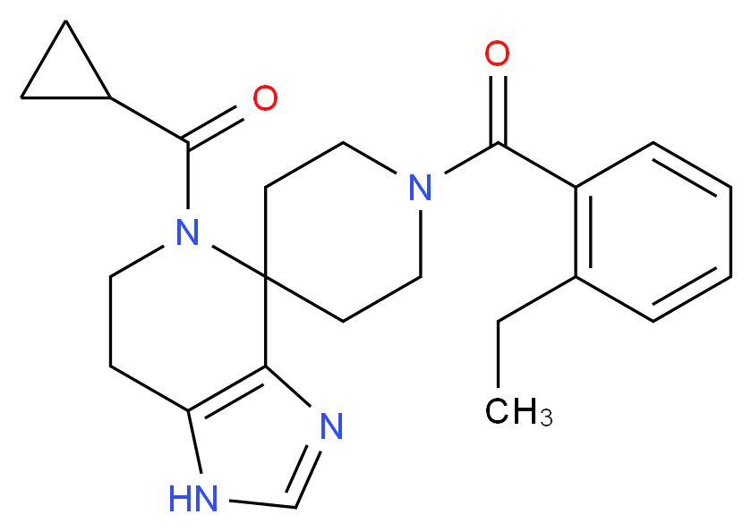 5-(cyclopropylcarbonyl)-1'-(2-ethylbenzoyl)-1,5,6,7-tetrahydrospiro[imidazo[4,5-c]pyridine-4,4'-piperidine]_分子结构_CAS_)