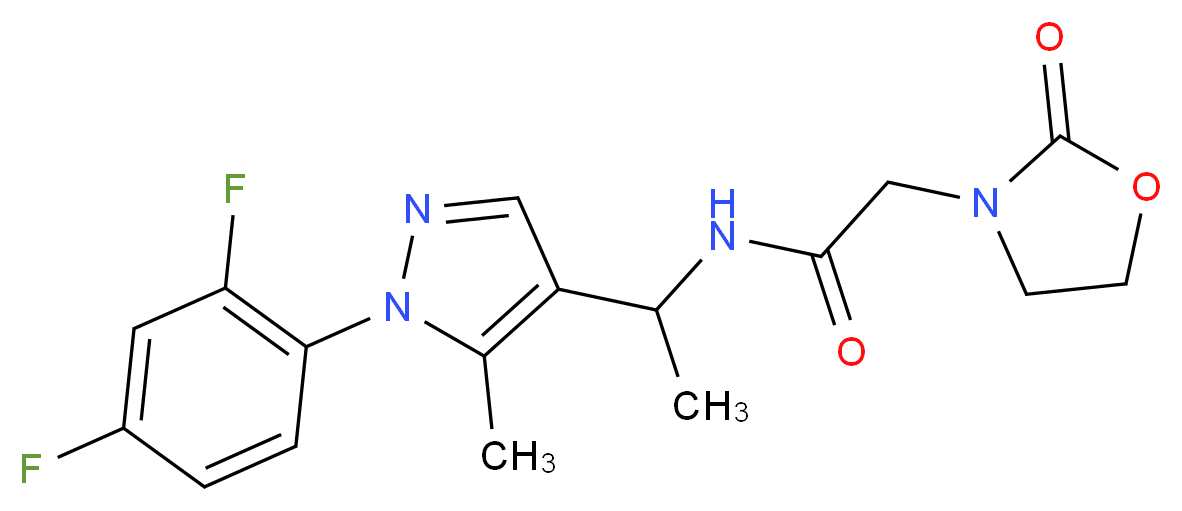 N-{1-[1-(2,4-difluorophenyl)-5-methyl-1H-pyrazol-4-yl]ethyl}-2-(2-oxo-1,3-oxazolidin-3-yl)acetamide_分子结构_CAS_)
