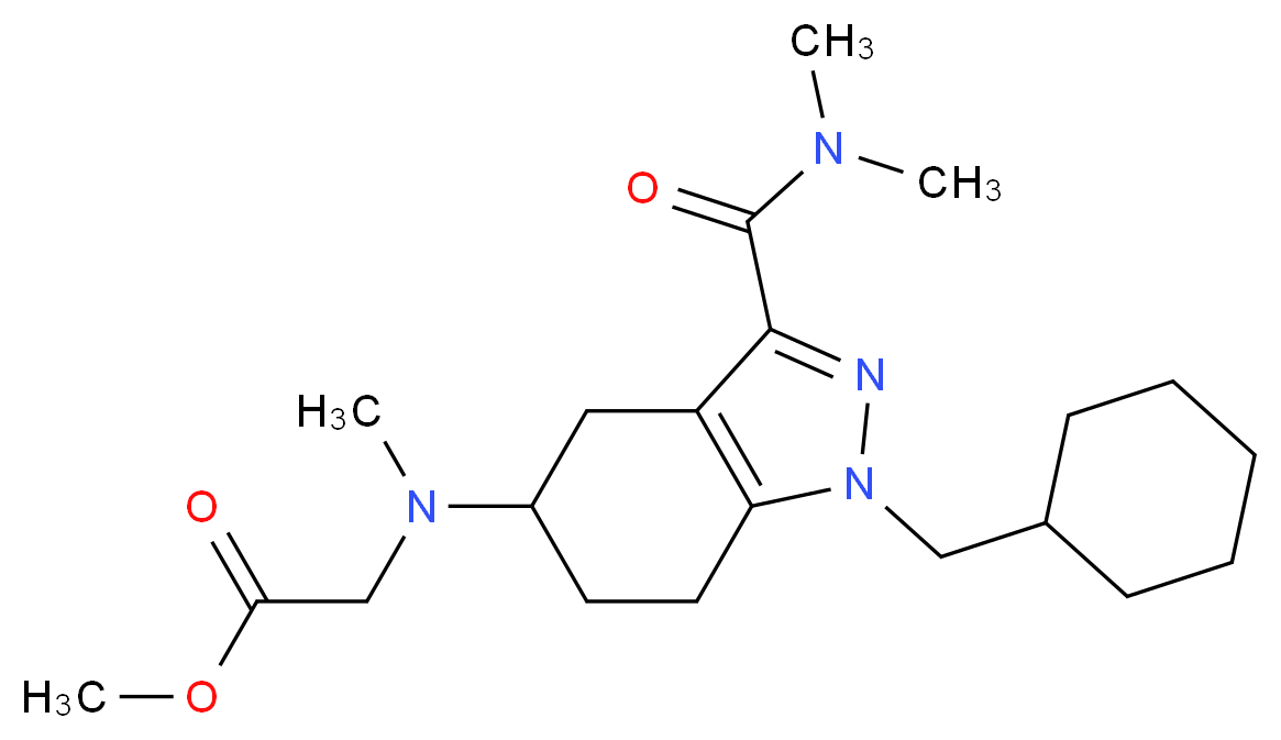 methyl N-{1-(cyclohexylmethyl)-3-[(dimethylamino)carbonyl]-4,5,6,7-tetrahydro-1H-indazol-5-yl}-N-methylglycinate_分子结构_CAS_)