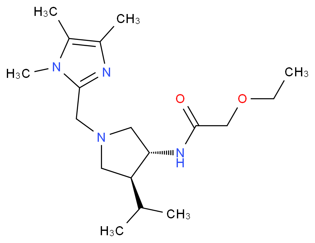 2-ethoxy-N-{(3R*,4S*)-4-isopropyl-1-[(1,4,5-trimethyl-1H-imidazol-2-yl)methyl]-3-pyrrolidinyl}acetamide_分子结构_CAS_)