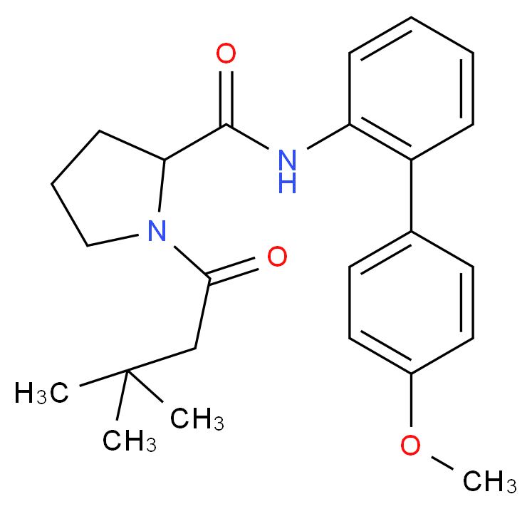 1-(3,3-dimethylbutanoyl)-N-(4'-methoxy-2-biphenylyl)prolinamide_分子结构_CAS_)