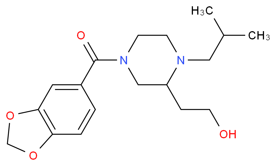 2-[4-(1,3-benzodioxol-5-ylcarbonyl)-1-isobutyl-2-piperazinyl]ethanol_分子结构_CAS_)