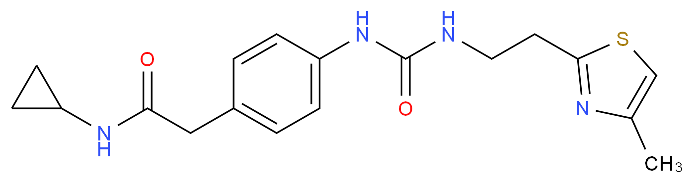 N-cyclopropyl-2-{4-[({[2-(4-methyl-1,3-thiazol-2-yl)ethyl]amino}carbonyl)amino]phenyl}acetamide_分子结构_CAS_)