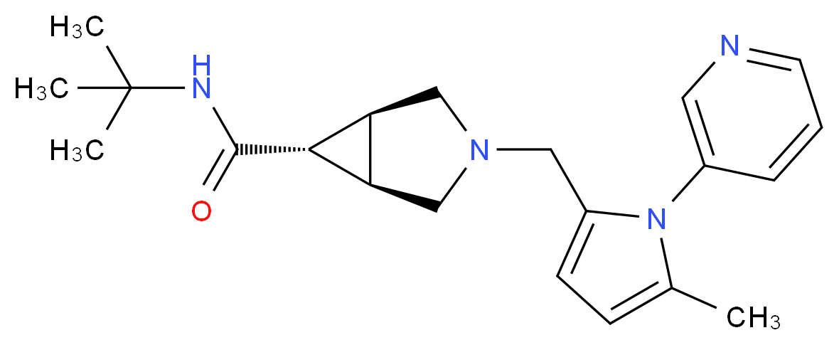 (1R*,5S*,6r)-N-(tert-butyl)-3-[(5-methyl-1-pyridin-3-yl-1H-pyrrol-2-yl)methyl]-3-azabicyclo[3.1.0]hexane-6-carboxamide_分子结构_CAS_)