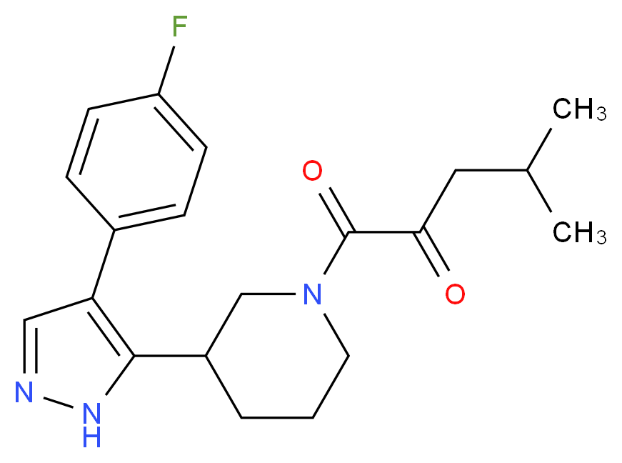 1-{3-[4-(4-fluorophenyl)-1H-pyrazol-5-yl]piperidin-1-yl}-4-methyl-1-oxopentan-2-one_分子结构_CAS_)