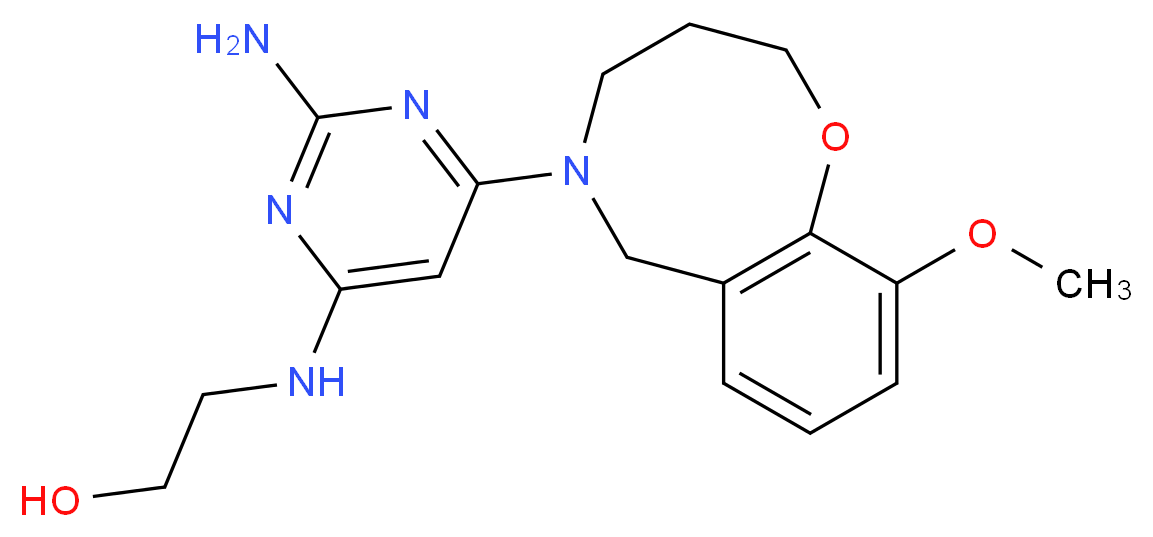 2-{[2-amino-6-(10-methoxy-3,4-dihydro-2H-1,5-benzoxazocin-5(6H)-yl)pyrimidin-4-yl]amino}ethanol_分子结构_CAS_)