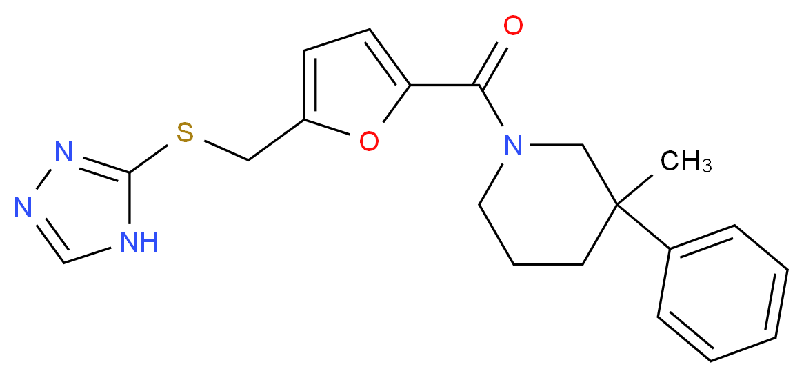 3-methyl-3-phenyl-1-{5-[(4H-1,2,4-triazol-3-ylthio)methyl]-2-furoyl}piperidine_分子结构_CAS_)