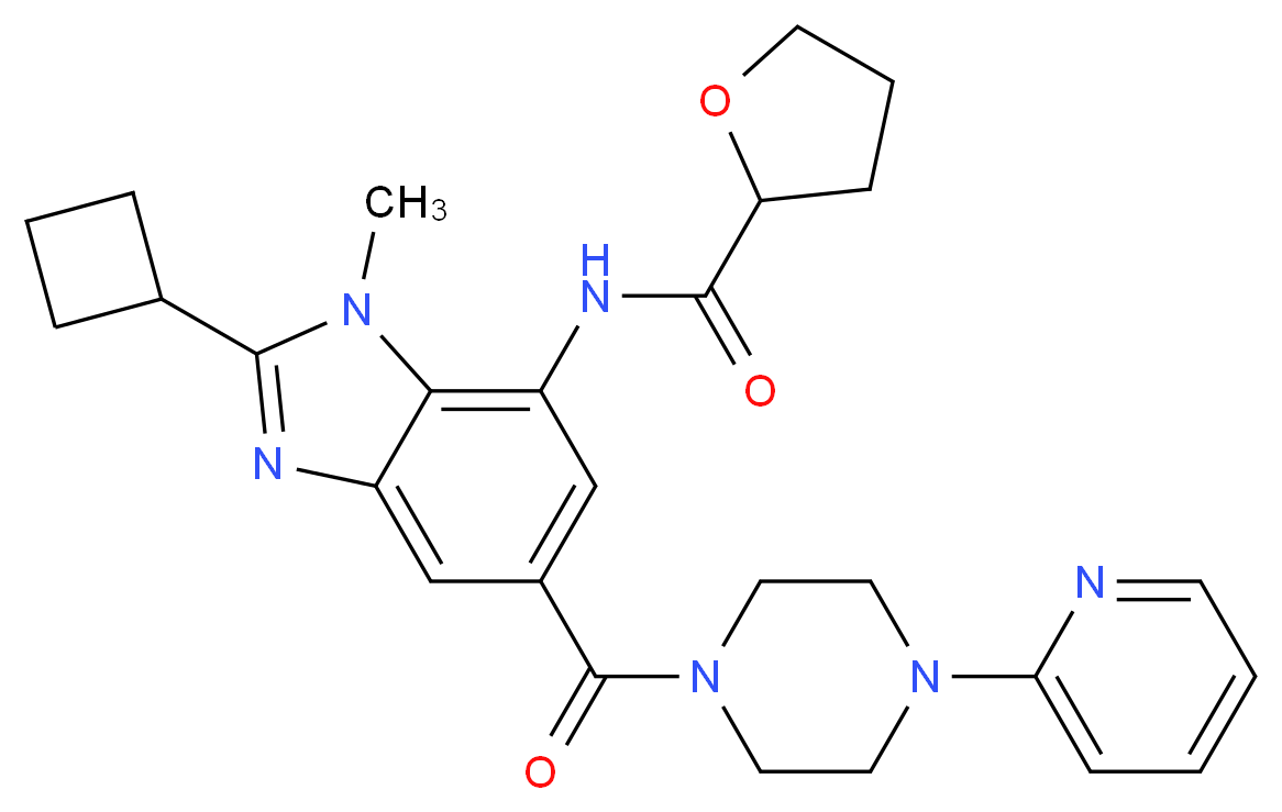 N-(2-cyclobutyl-1-methyl-5-{[4-(2-pyridinyl)-1-piperazinyl]carbonyl}-1H-benzimidazol-7-yl)tetrahydro-2-furancarboxamide_分子结构_CAS_)
