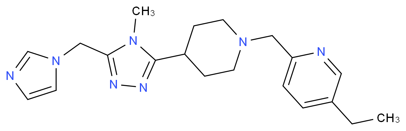 5-ethyl-2-({4-[5-(1H-imidazol-1-ylmethyl)-4-methyl-4H-1,2,4-triazol-3-yl]piperidin-1-yl}methyl)pyridine_分子结构_CAS_)