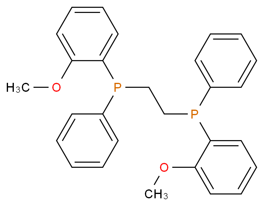 (2-methoxyphenyl)({2-[(2-methoxyphenyl)(phenyl)phosphanyl]ethyl})phenylphosphane_分子结构_CAS_55739-58-7