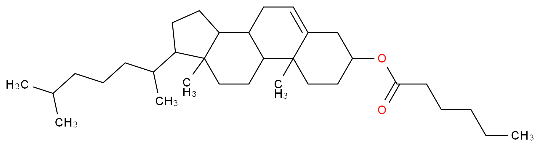 2,15-dimethyl-14-(6-methylheptan-2-yl)tetracyclo[8.7.0.0^{2,7}.0^{11,15}]heptadec-7-en-5-yl hexanoate_分子结构_CAS_1062-96-0