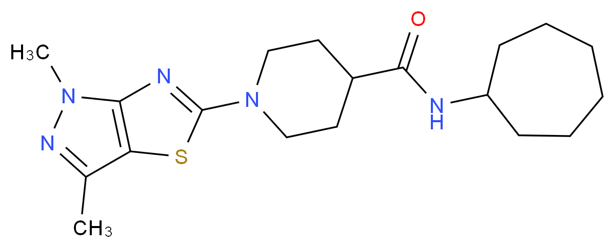 N-cycloheptyl-1-(1,3-dimethyl-1H-pyrazolo[3,4-d][1,3]thiazol-5-yl)piperidine-4-carboxamide_分子结构_CAS_)