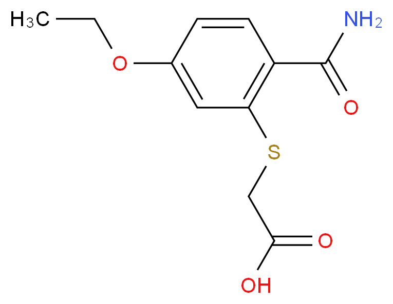 2-{[2-(aminocarbonyl)-5-ethoxyphenyl]thio}acetic acid_分子结构_CAS_84029-50-5)