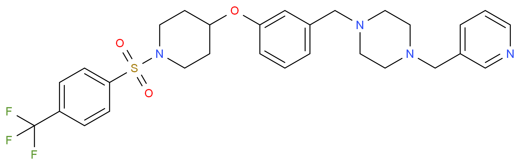 1-(3-pyridinylmethyl)-4-{3-[(1-{[4-(trifluoromethyl)phenyl]sulfonyl}-4-piperidinyl)oxy]benzyl}piperazine_分子结构_CAS_)