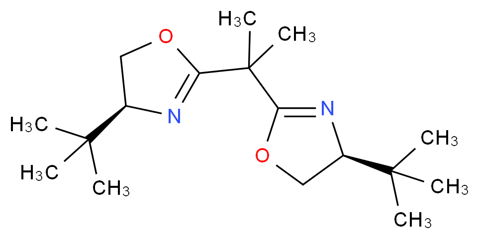 (4S)-4-tert-butyl-2-{2-[(4S)-4-tert-butyl-4,5-dihydro-1,3-oxazol-2-yl]propan-2-yl}-4,5-dihydro-1,3-oxazole_分子结构_CAS_131833-93-7