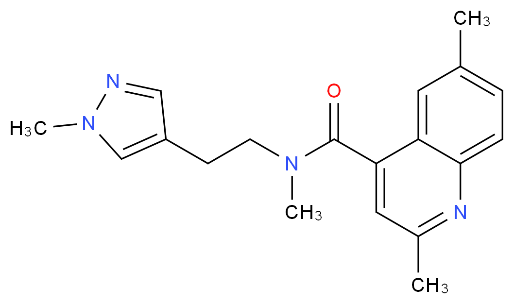 N,2,6-trimethyl-N-[2-(1-methyl-1H-pyrazol-4-yl)ethyl]-4-quinolinecarboxamide_分子结构_CAS_)