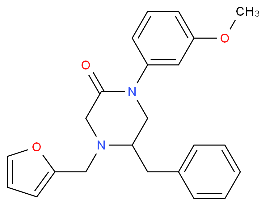 5-benzyl-4-(2-furylmethyl)-1-(3-methoxyphenyl)-2-piperazinone_分子结构_CAS_)