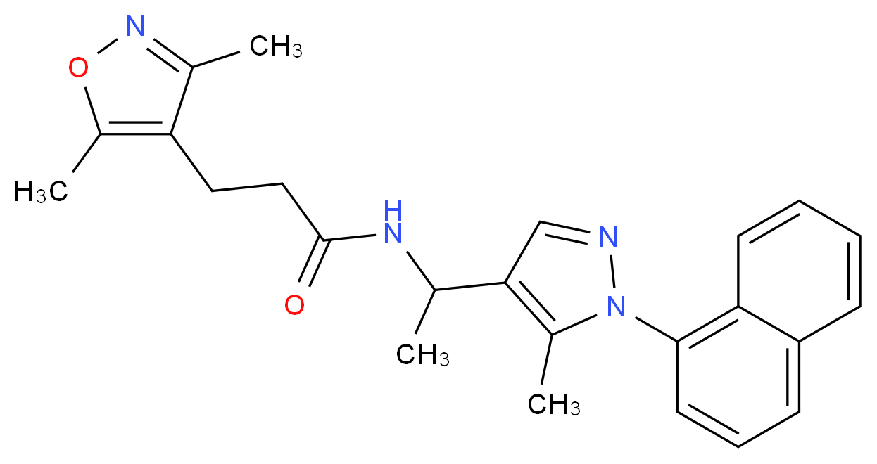 3-(3,5-dimethyl-4-isoxazolyl)-N-{1-[5-methyl-1-(1-naphthyl)-1H-pyrazol-4-yl]ethyl}propanamide_分子结构_CAS_)
