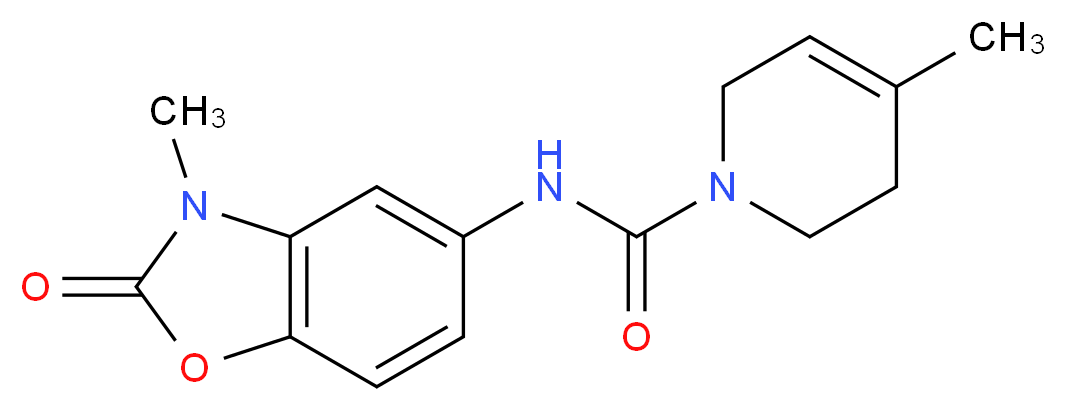4-methyl-N-(3-methyl-2-oxo-2,3-dihydro-1,3-benzoxazol-5-yl)-3,6-dihydropyridine-1(2H)-carboxamide_分子结构_CAS_)