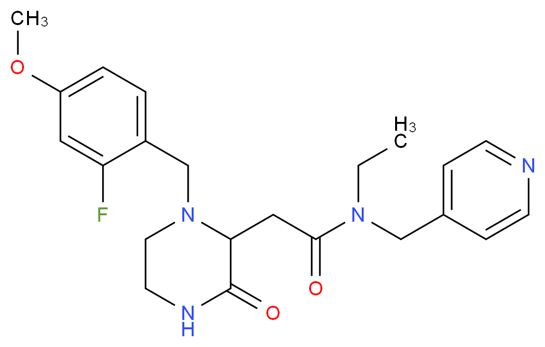 N-ethyl-2-[1-(2-fluoro-4-methoxybenzyl)-3-oxo-2-piperazinyl]-N-(4-pyridinylmethyl)acetamide_分子结构_CAS_)