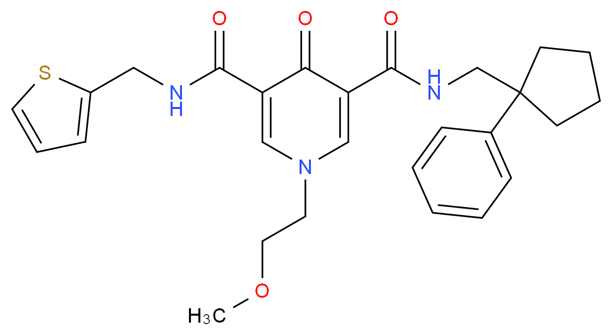1-(2-methoxyethyl)-4-oxo-N-[(1-phenylcyclopentyl)methyl]-N'-(2-thienylmethyl)-1,4-dihydro-3,5-pyridinedicarboxamide_分子结构_CAS_)