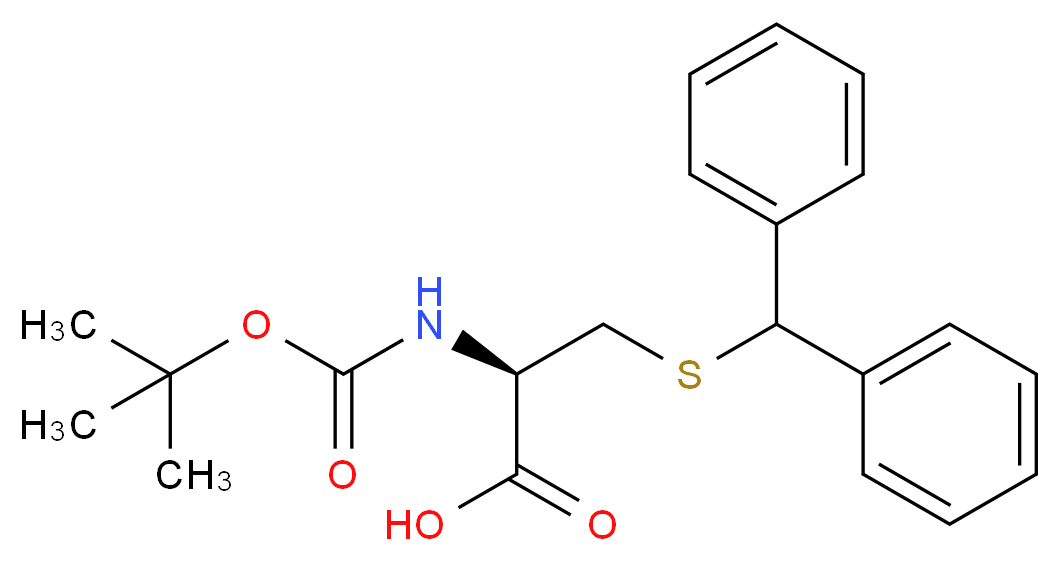 (2R)-2-{[(tert-butoxy)carbonyl]amino}-3-[(diphenylmethyl)sulfanyl]propanoic acid_分子结构_CAS_21947-97-7