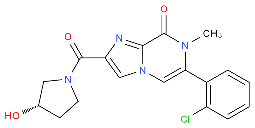 6-(2-chlorophenyl)-2-{[(3S)-3-hydroxypyrrolidin-1-yl]carbonyl}-7-methylimidazo[1,2-a]pyrazin-8(7H)-one_分子结构_CAS_)