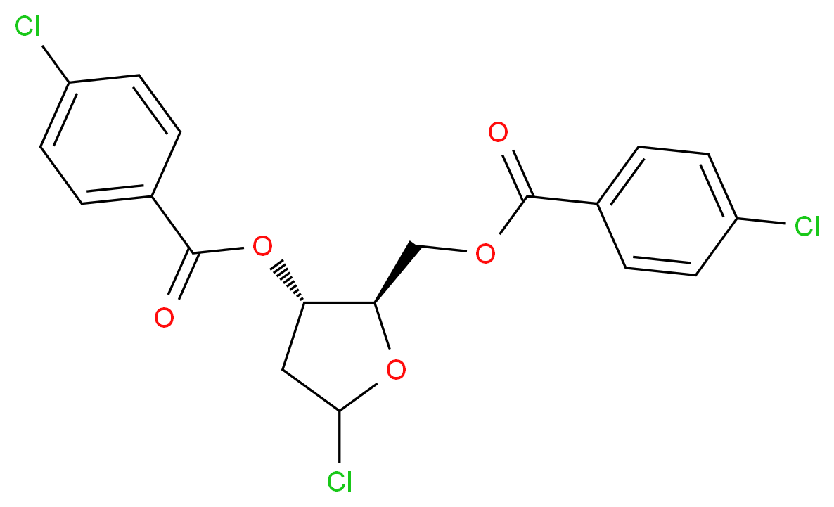 (2R,3S)-5-Chloro-2-(((4-chlorobenzoyl)oxy)methyl)tetrahydrofuran-3-yl 4-chlorobenzoate_分子结构_CAS_3601-90-9)