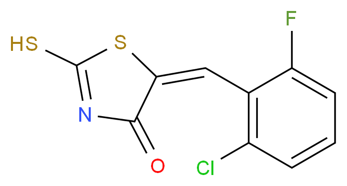 (5E)-5-[(2-chloro-6-fluorophenyl)methylidene]-2-sulfanyl-4,5-dihydro-1,3-thiazol-4-one_分子结构_CAS_217316-44-4