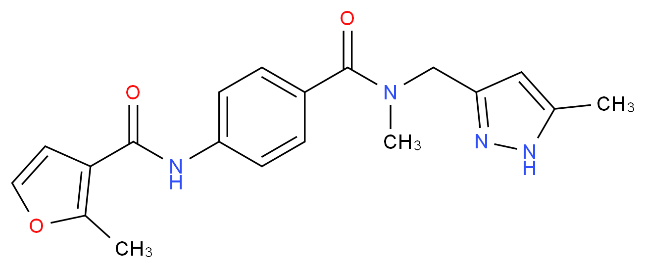2-methyl-N-[4-({methyl[(5-methyl-1H-pyrazol-3-yl)methyl]amino}carbonyl)phenyl]-3-furamide_分子结构_CAS_)