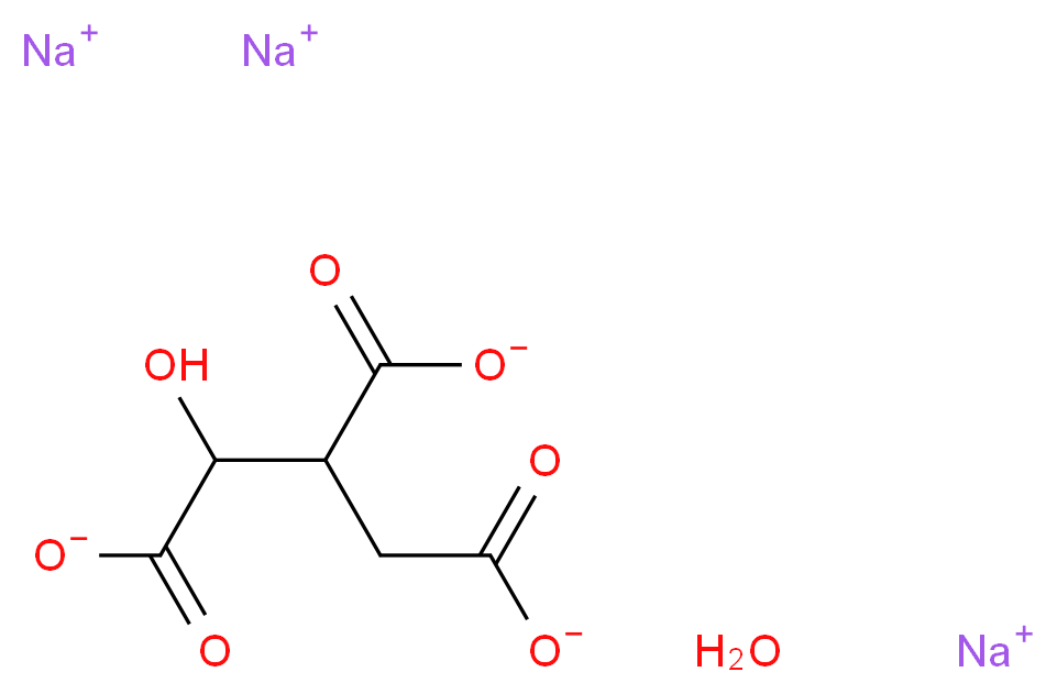 DL-异柠檬酸 三钠盐 水合物_分子结构_CAS_1637-73-6(anhydrous))