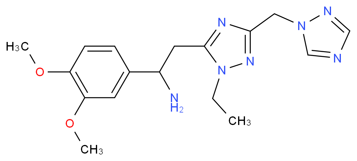 1-(3,4-dimethoxyphenyl)-2-[1-ethyl-3-(1H-1,2,4-triazol-1-ylmethyl)-1H-1,2,4-triazol-5-yl]ethanamine_分子结构_CAS_)