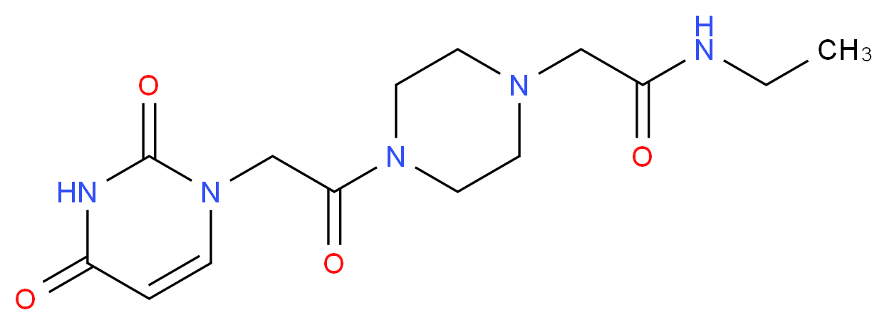 2-{4-[(2,4-dioxo-3,4-dihydro-1(2H)-pyrimidinyl)acetyl]-1-piperazinyl}-N-ethylacetamide_分子结构_CAS_)