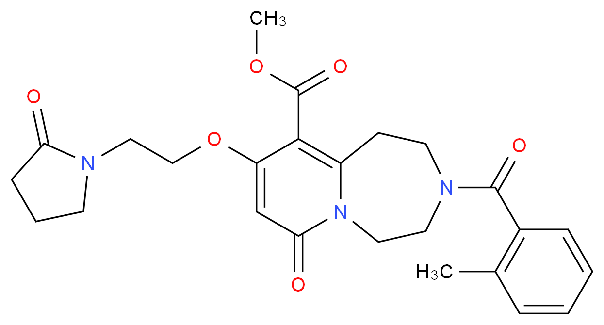 methyl 3-(2-methylbenzoyl)-7-oxo-9-[2-(2-oxo-1-pyrrolidinyl)ethoxy]-1,2,3,4,5,7-hexahydropyrido[1,2-d][1,4]diazepine-10-carboxylate_分子结构_CAS_)