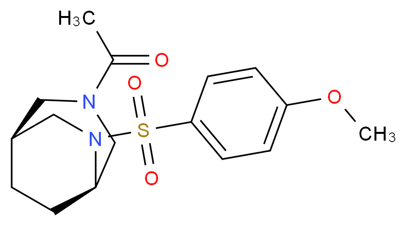 (1S*,5R*)-3-acetyl-6-[(4-methoxyphenyl)sulfonyl]-3,6-diazabicyclo[3.2.2]nonane_分子结构_CAS_)