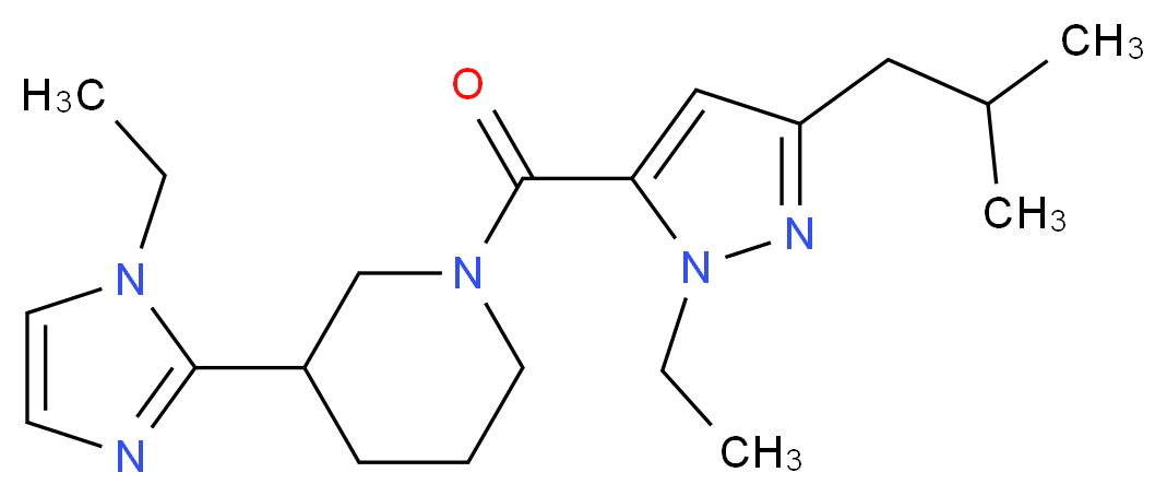 3-(1-ethyl-1H-imidazol-2-yl)-1-[(1-ethyl-3-isobutyl-1H-pyrazol-5-yl)carbonyl]piperidine_分子结构_CAS_)