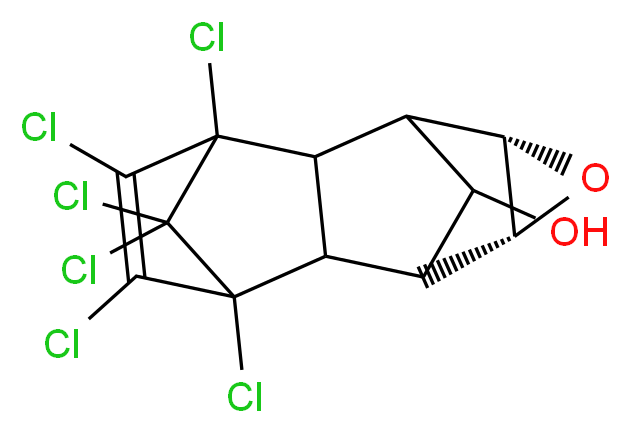 (9R,11S)-3,4,5,6,13,13-hexachloro-10-oxapentacyclo[6.3.1.1<sup>3</sup>,<sup>6</sup>.0<sup>2</sup>,<sup>7</sup>.0<sup>9</sup>,<sup>1</sup><sup>1</sup>]tridec-4-en-12-ol_分子结构_CAS_26946-01-0