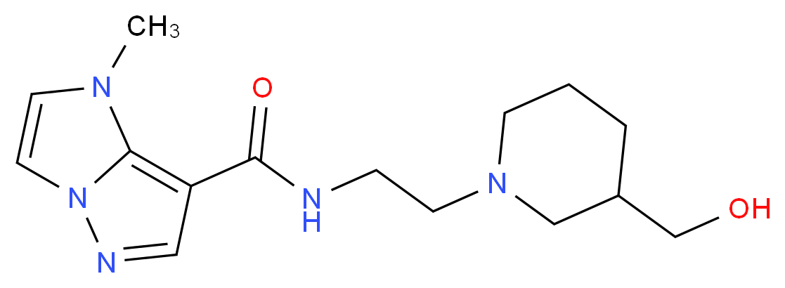 N-{2-[3-(hydroxymethyl)piperidin-1-yl]ethyl}-1-methyl-1H-imidazo[1,2-b]pyrazole-7-carboxamide_分子结构_CAS_)